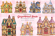 Christmas Gingerbread House Cliparts, a Seasonal Illustration by Ink Gallery (Thumbnail 1 of 13)