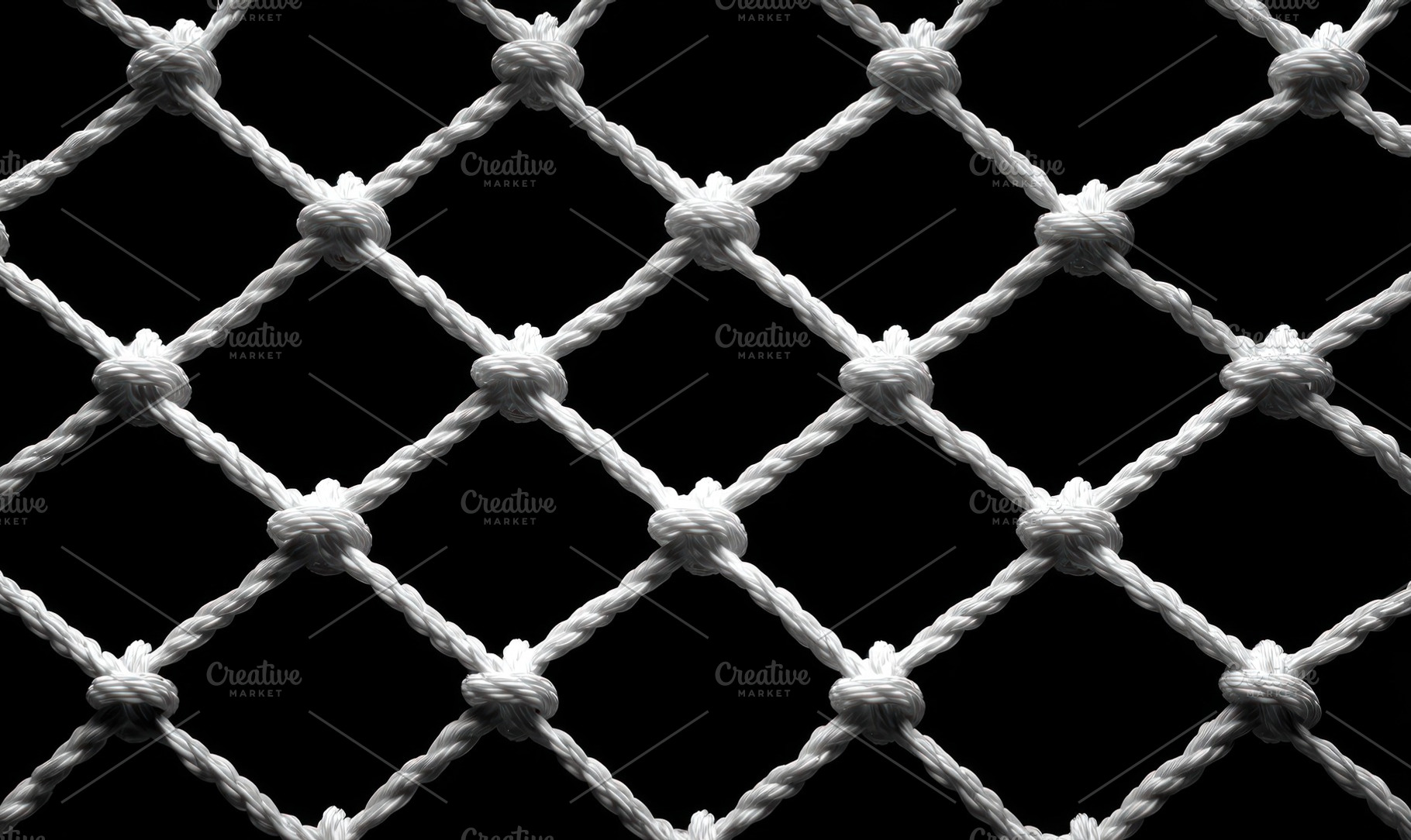 Closeup of white twisted rope net with tight knots in diamond pa, an Abstract Photo by José Manuel Gelpi