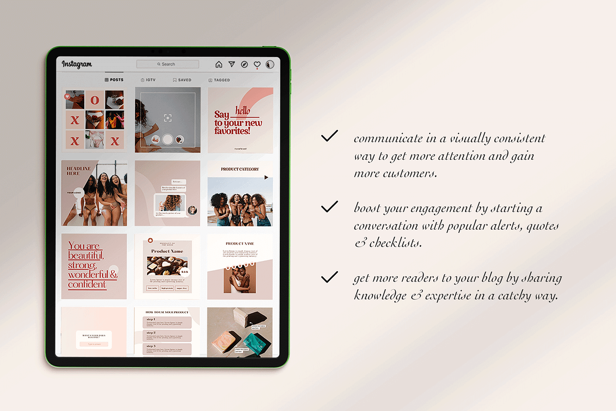 Feminine Instagram Templates, a Social Media Template by Kseniia_Design (Photo 3 of 12)