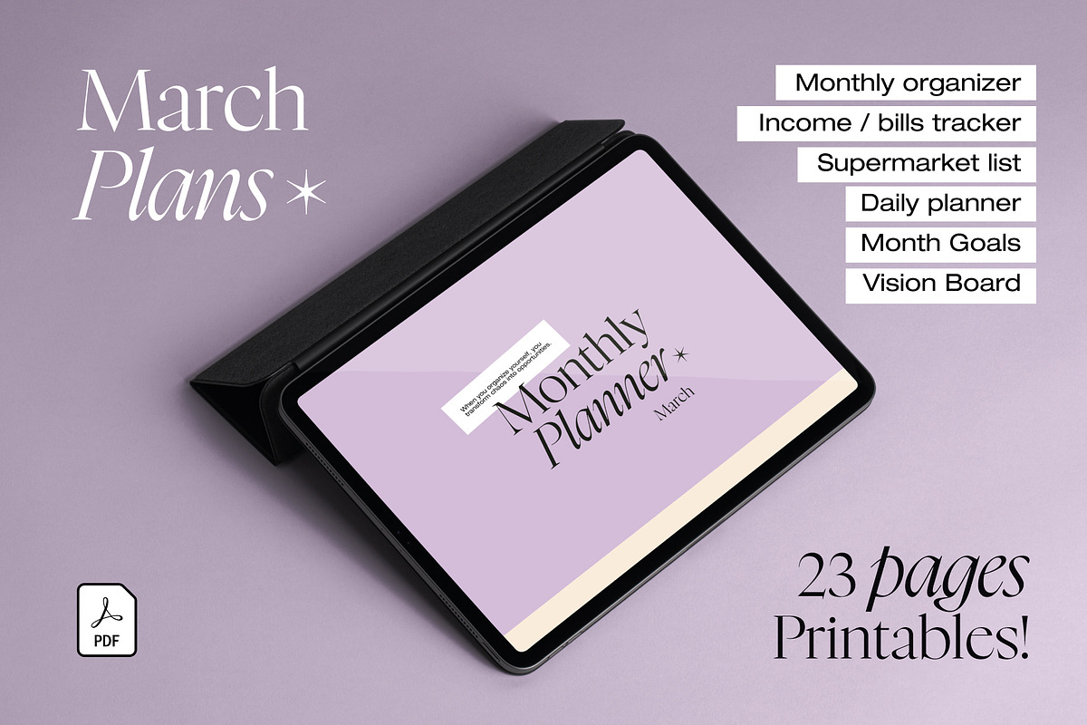 Monthly Planner - March 2024, a Poster Template by Roumec Estudio (Photo 1 of 5)
