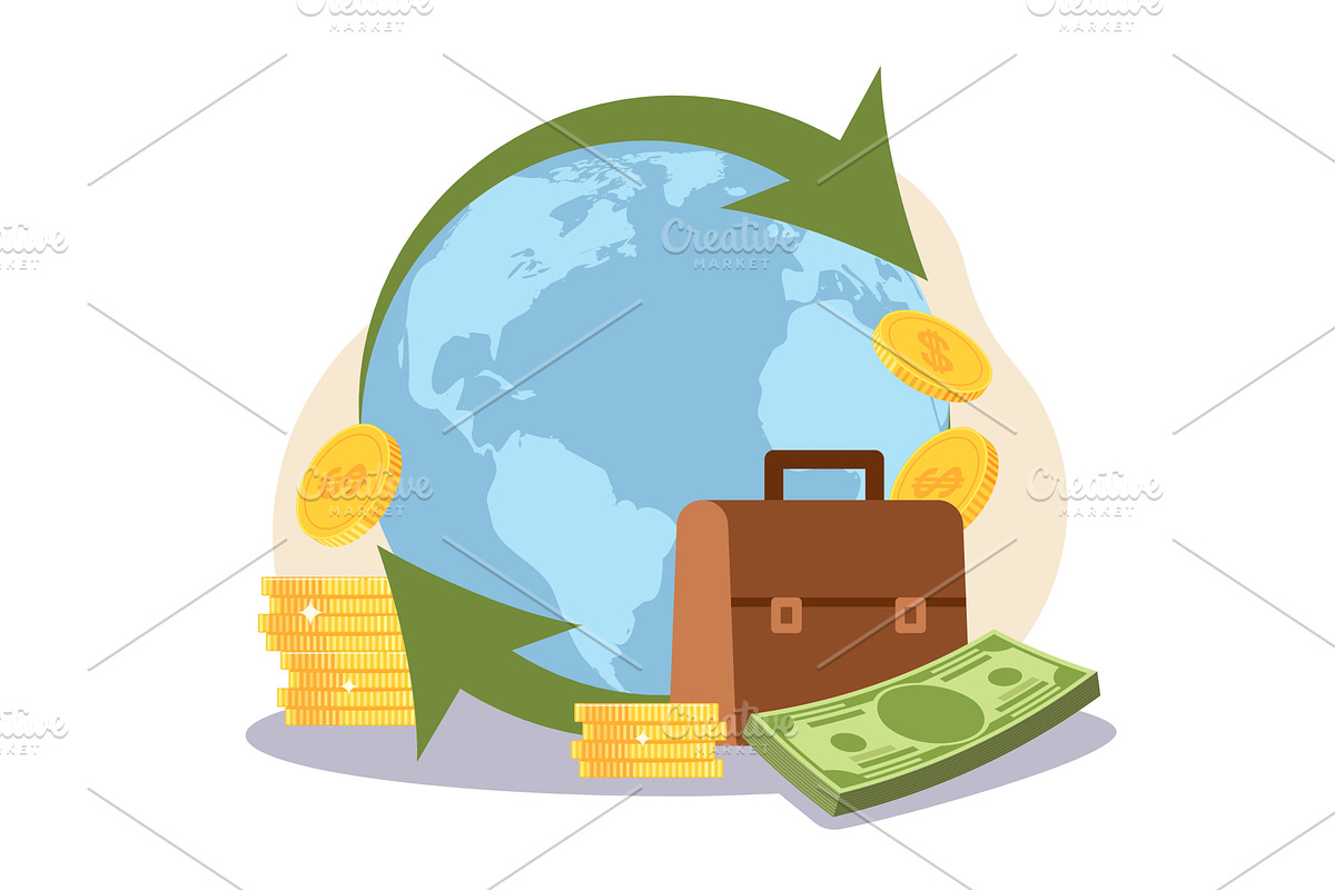 Currency circulation in world, a Finance Illustration by YummyBuum