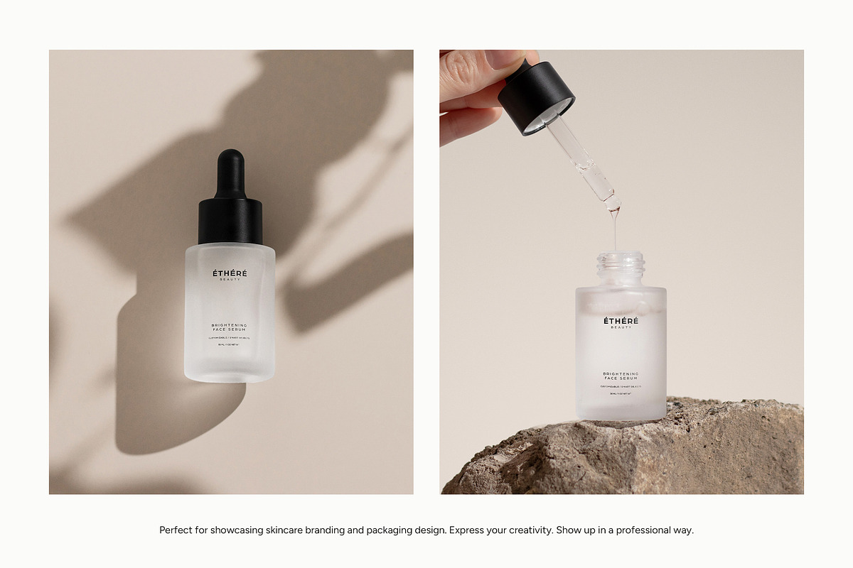 Frosted Dropper Bottle Mockup, a Packaging Mockup by Wildfield Studio (Photo 2 of 15)