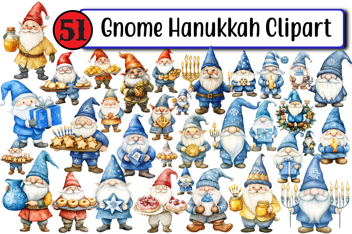 Gnome Hanukkah Clipart, an Illustration by Design Market (Photo 1 of 3)