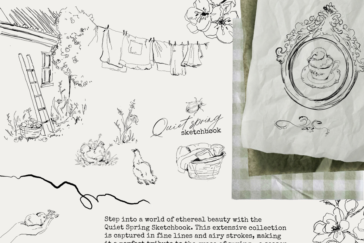 Spring line art Vintage cottagecore, a Decorative Illustration by 60secondsArt (Photo 5 of 12)