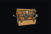 Skeleton in a Toolbox, an Object Illustration by nomlimo.com (Thumbnail 1 of 3)
