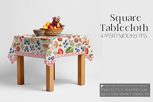 Square Tablecloth Mockups, a Household Mockup by mock-ups