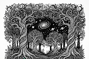 50 Mystical Galaxy Forest Silhouette, a Technology Illustration by Amazin_art (Thumbnail 5 of 34)