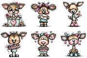 Whimsical Valentine Deer Clipart, an Illustration by CraftArtStudio (Thumbnail 3 of 6)