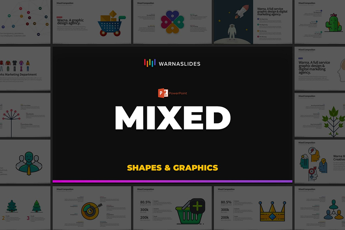 Mixed Graphics PowerPoint Templates, a Presentation Template by Warna Works (Photo 2 of 13)