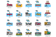 80 Transportation Icons | Aesthetic, an Outline Icon by Flat Icons (Thumbnail 3 of 8)