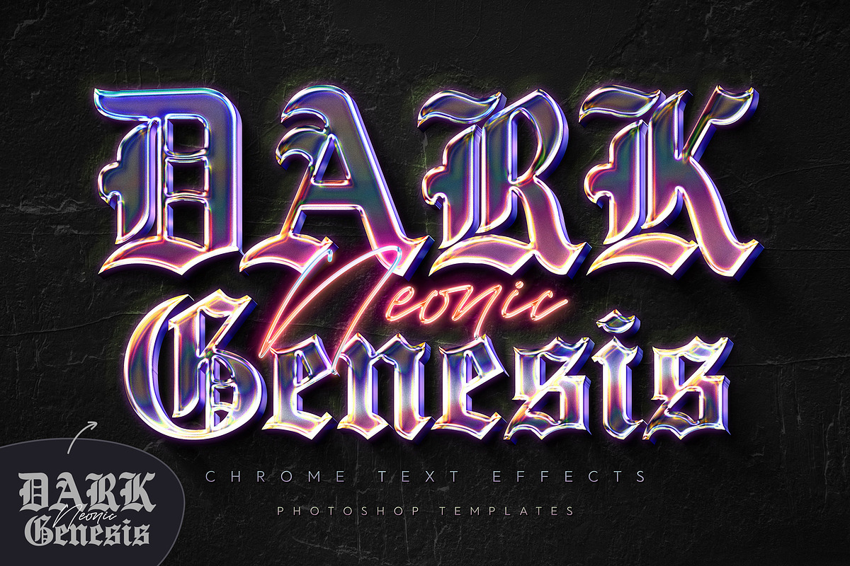 Iridescent Gothic Chrome Text Effect, a Layer Style Add-On by Andrew Skoch Design (Photo 4 of 8)