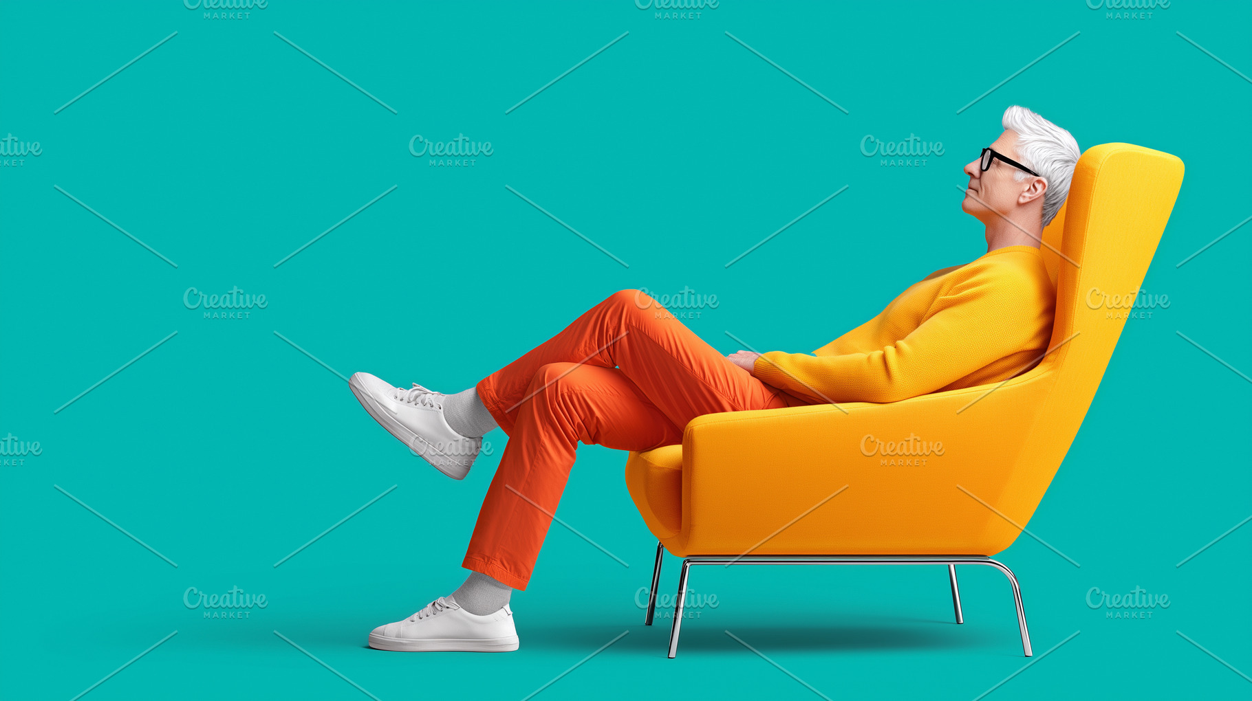 Man in vibrant orange pants, a Person Photo by MistyDay