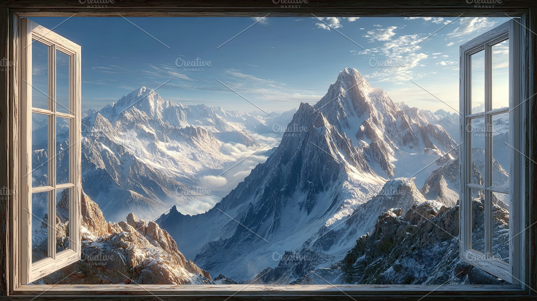 Mountain View Through Open Window, a Background Photo by Ales Munt