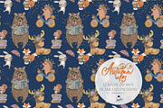 Fall Woodland Clipart & Patterns Kit, a Seasonal Illustration by KaramfilaS (Thumbnail 22 of 25)