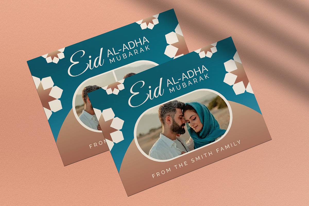 Blue Eid Al-Adha Greeting Card, a Card Template by graphicook (Photo 2 of 4)