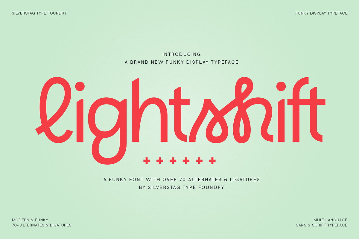 Lightshift - Funky Display Typeface, a Sans Serif Font by SilverStag Type Foundry (Photo 1 of 25)