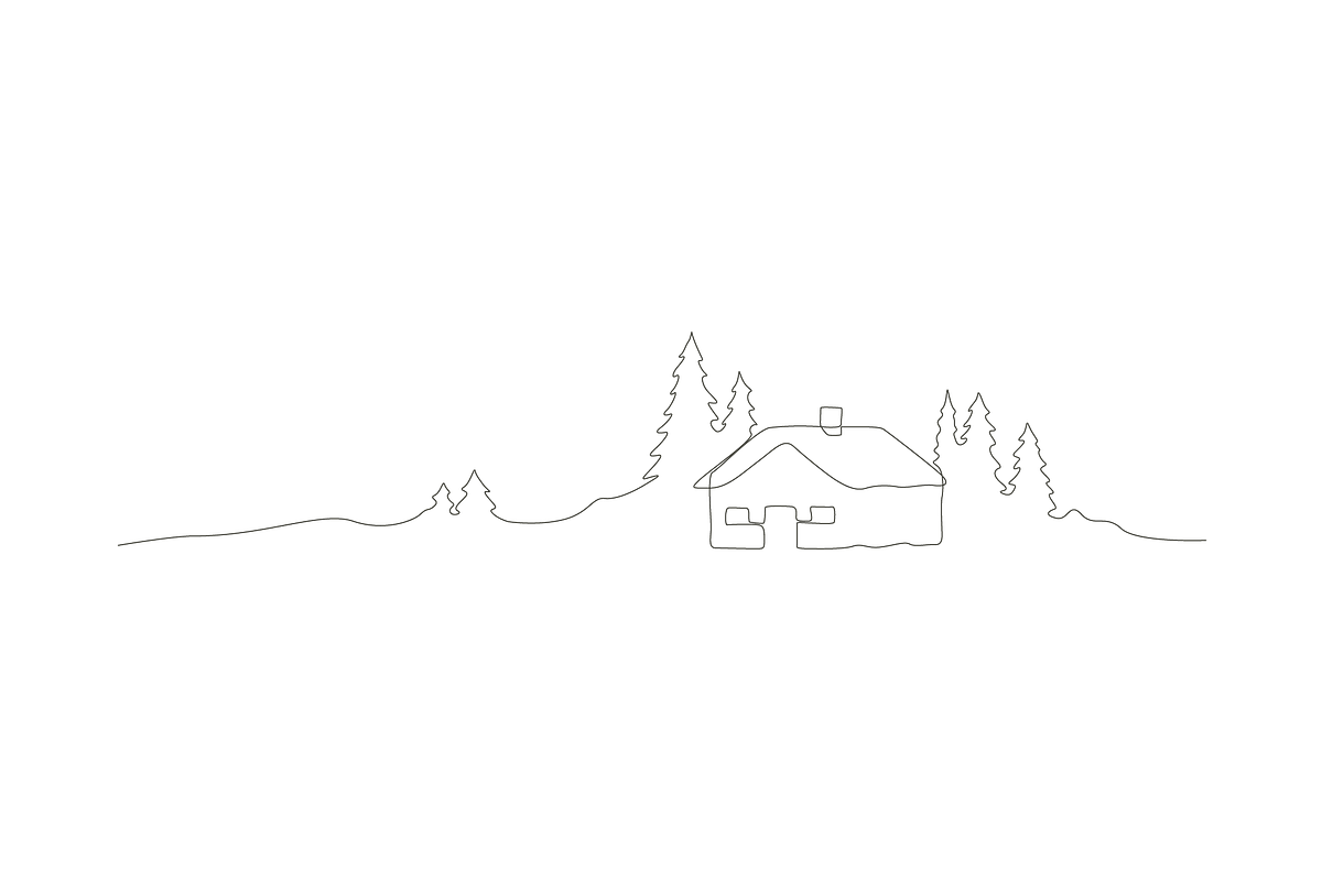 line art cottage winter forest, an Object Graphic by lawoel (Photo 3 of 3)