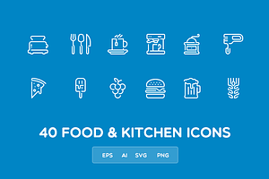 Food and kitchen icon set