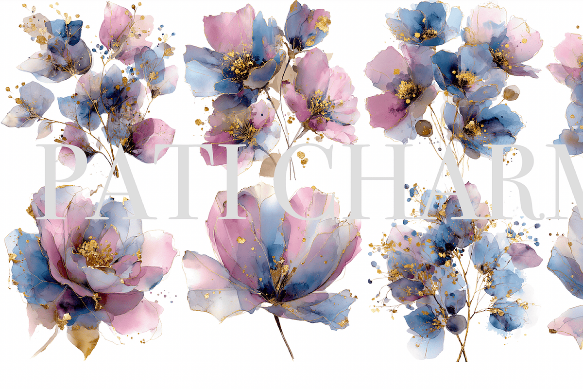 10 Navy Abstract Floral Clipart, an Illustration by Pati Charm Studio (Photo 2 of 8)