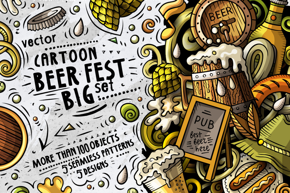 Beer Fest Cartoon Doodle Big Pack, an Object Graphic by BALABOLKA (Photo 1 of 9)