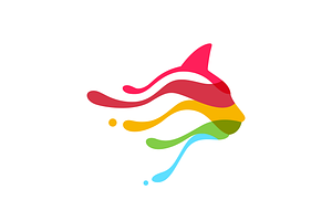 cat painting colorful abstract logo, a Branding & Logo Template by devastd