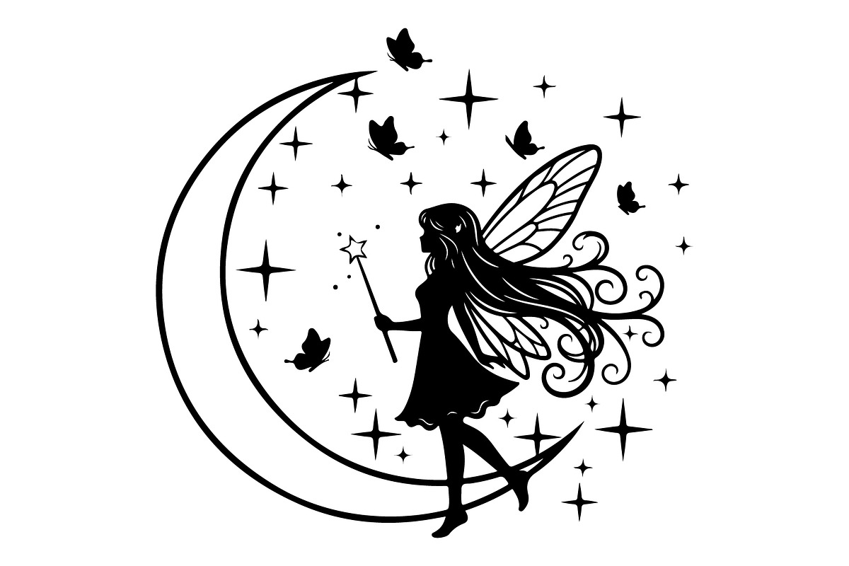 Fairy Moon Butterfly Silhouette, an Object Illustration by Gaye Art (Photo 22 of 31)