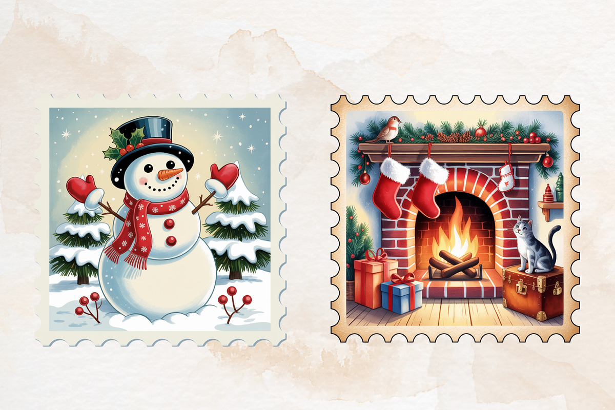 Christmas Postage Stamp PNG, an Illustration by Creative Art (Photo 2 of 2)