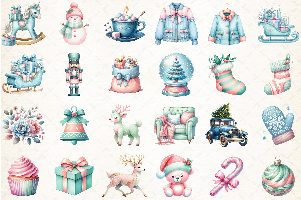 Pastel Christmas Clipart Bundle, an Illustration by Libby Wishes (Photo 3 of 6)