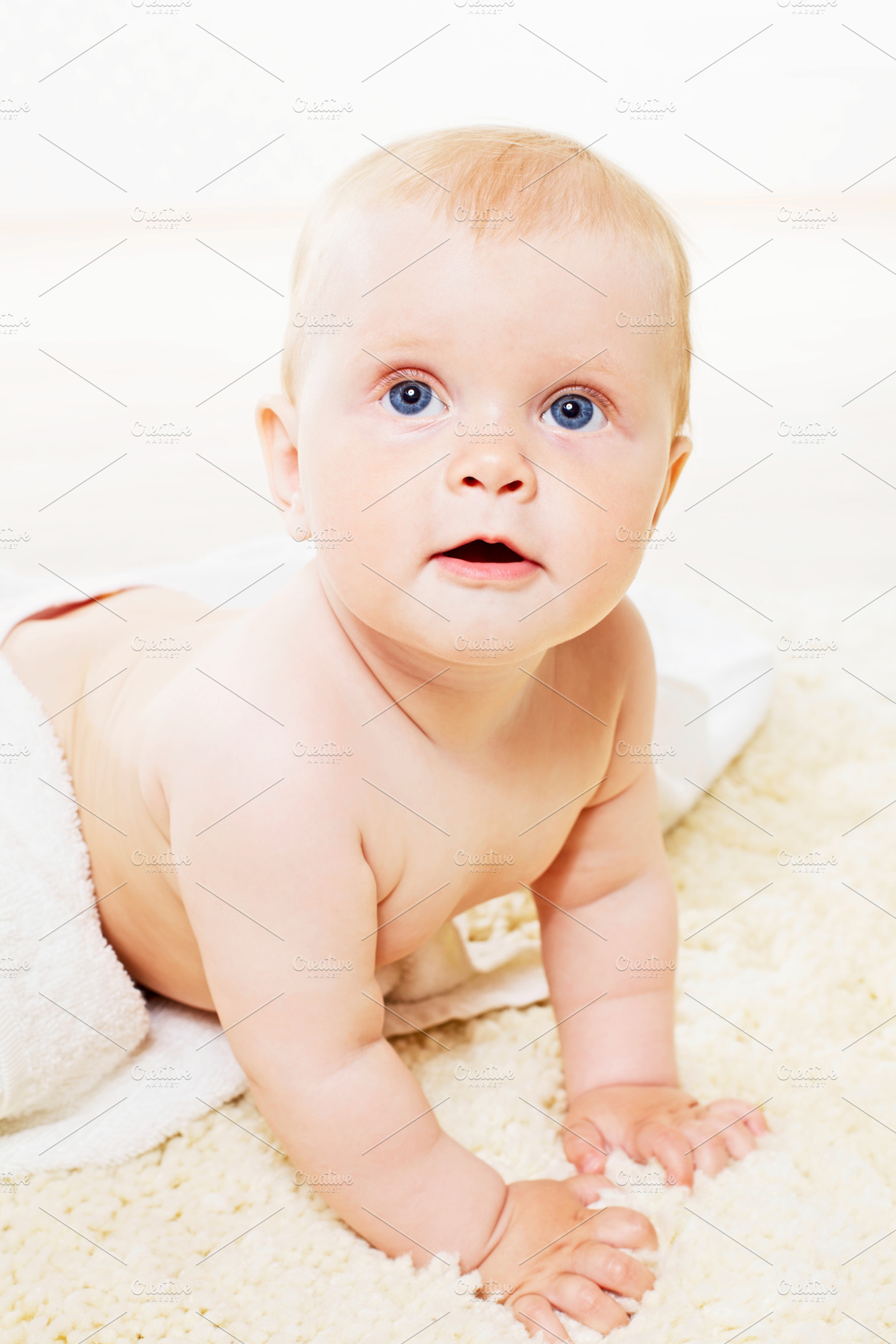 Cute baby on towel