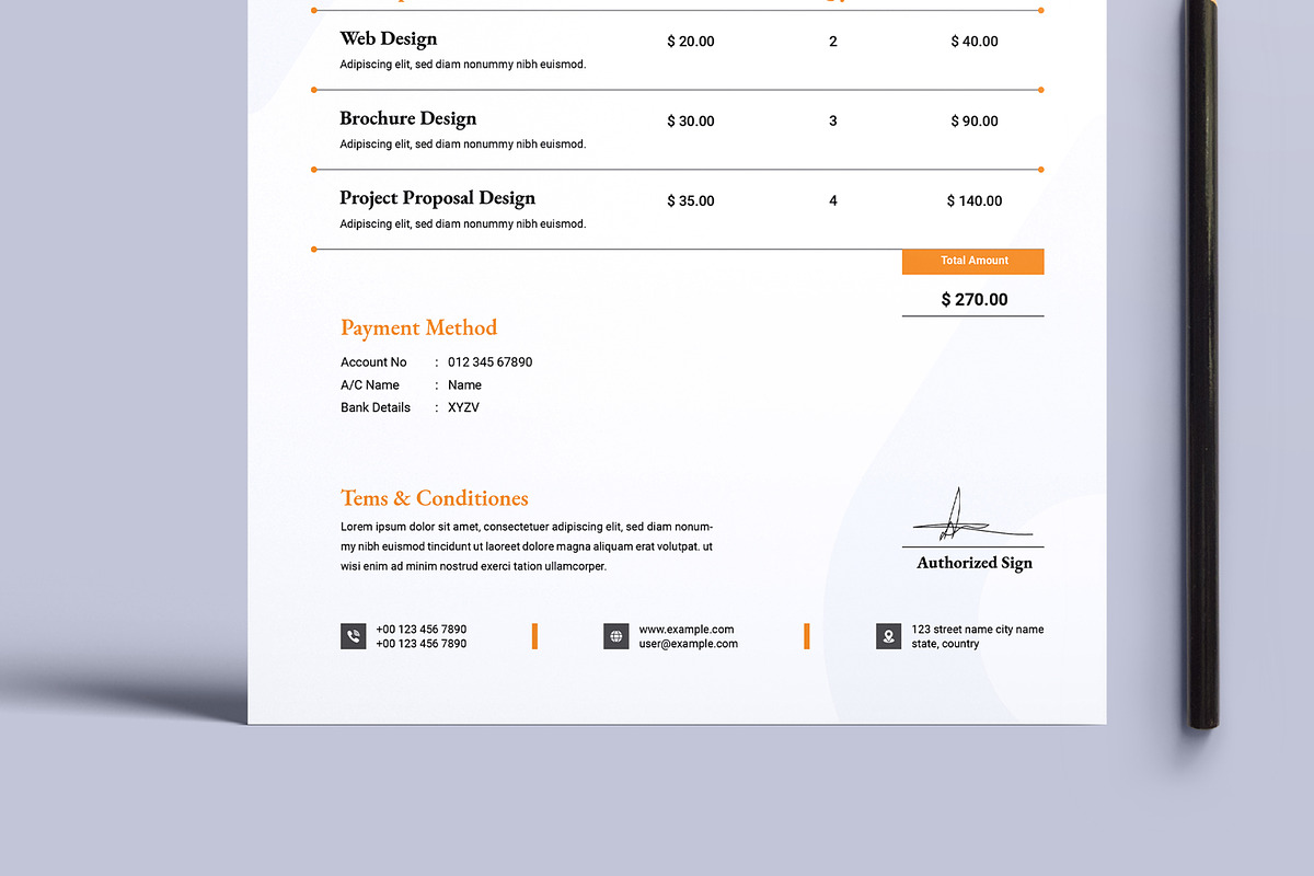 Invoice Design Template, a Stationery Template by MightyDesign (Photo 5 of 8)