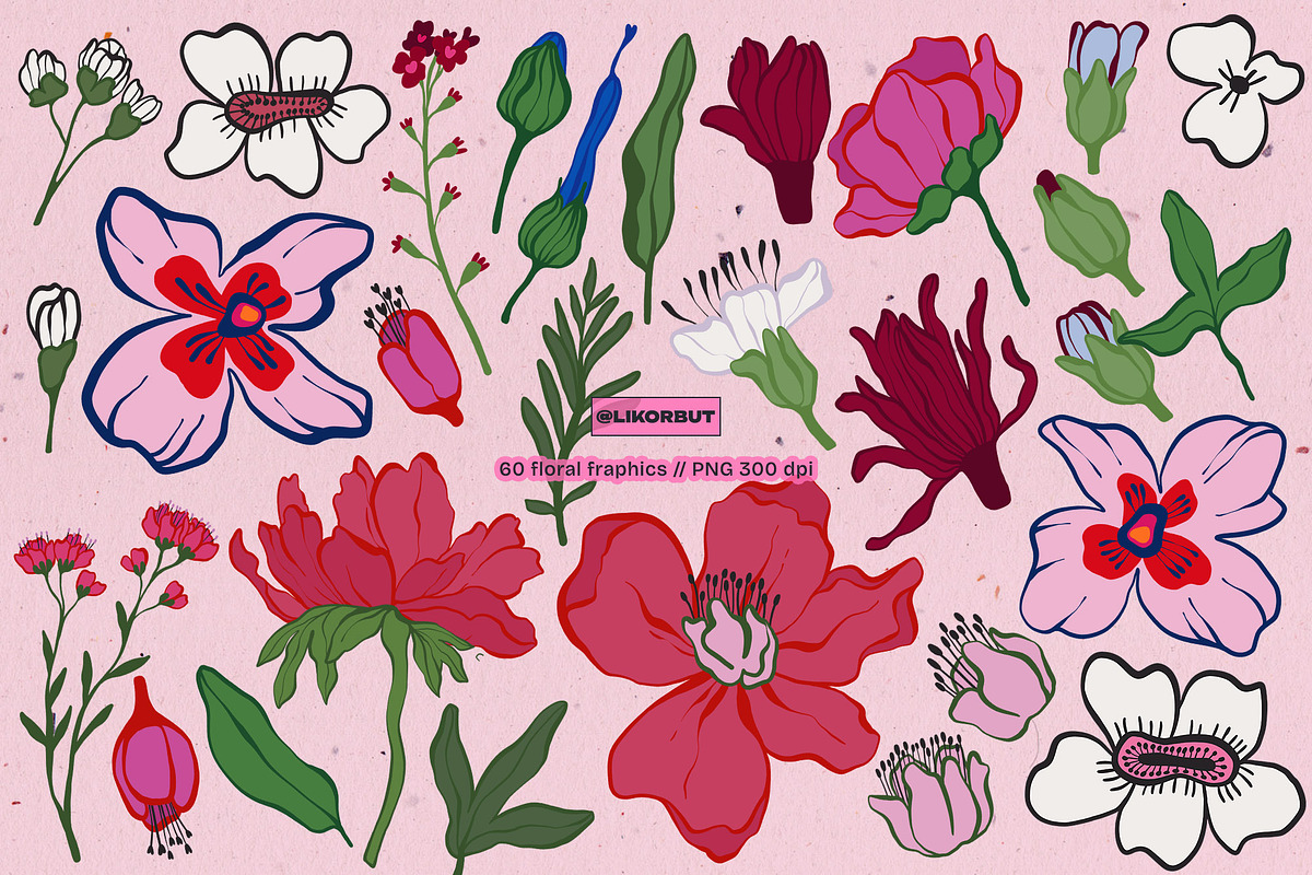 Abstract Modern Flowers Graphics, a Decorative Illustration by likorbut (Photo 2 of 10)