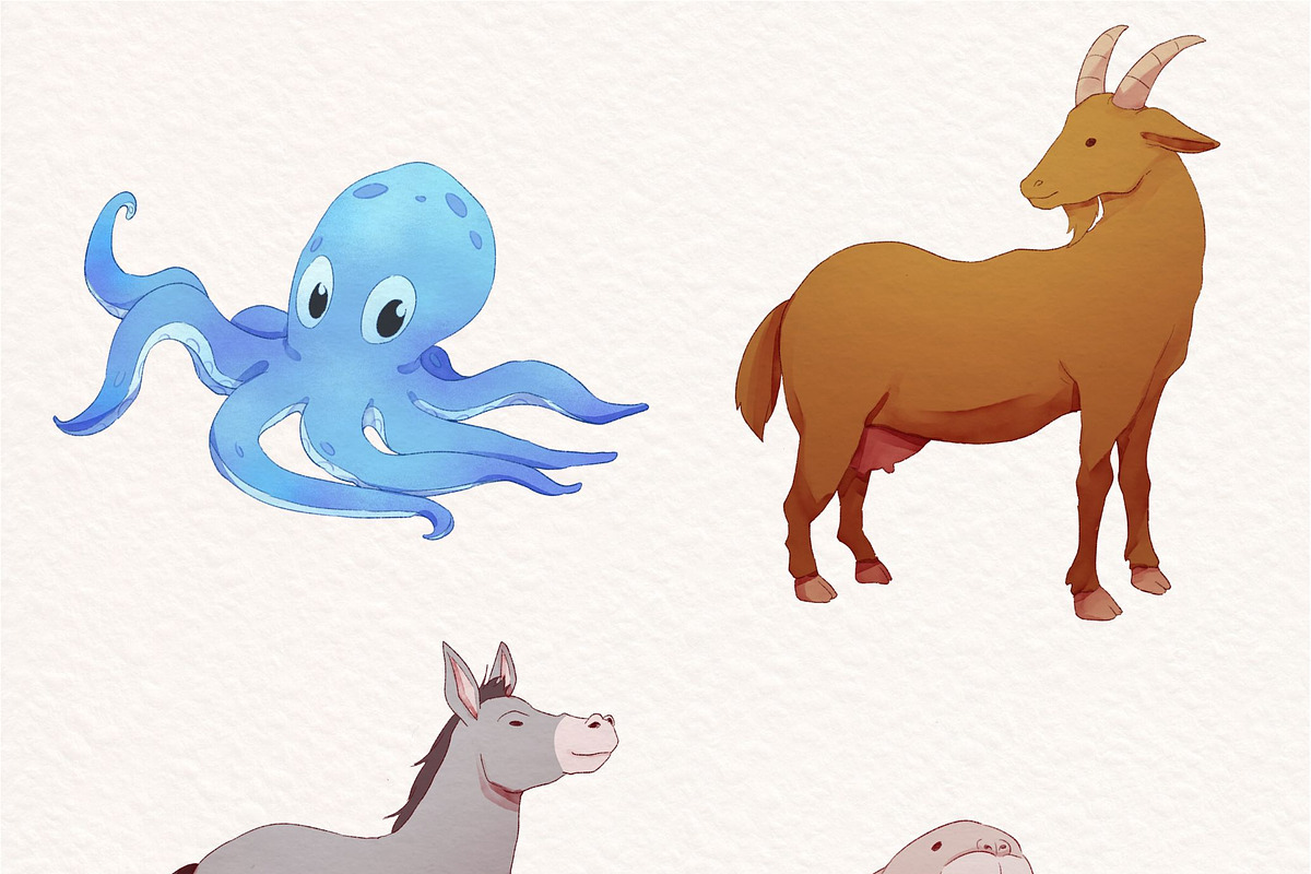 Watercolor Cute Animals Illustration, an Animal Illustration by ArtbyHien (Photo 6 of 13)