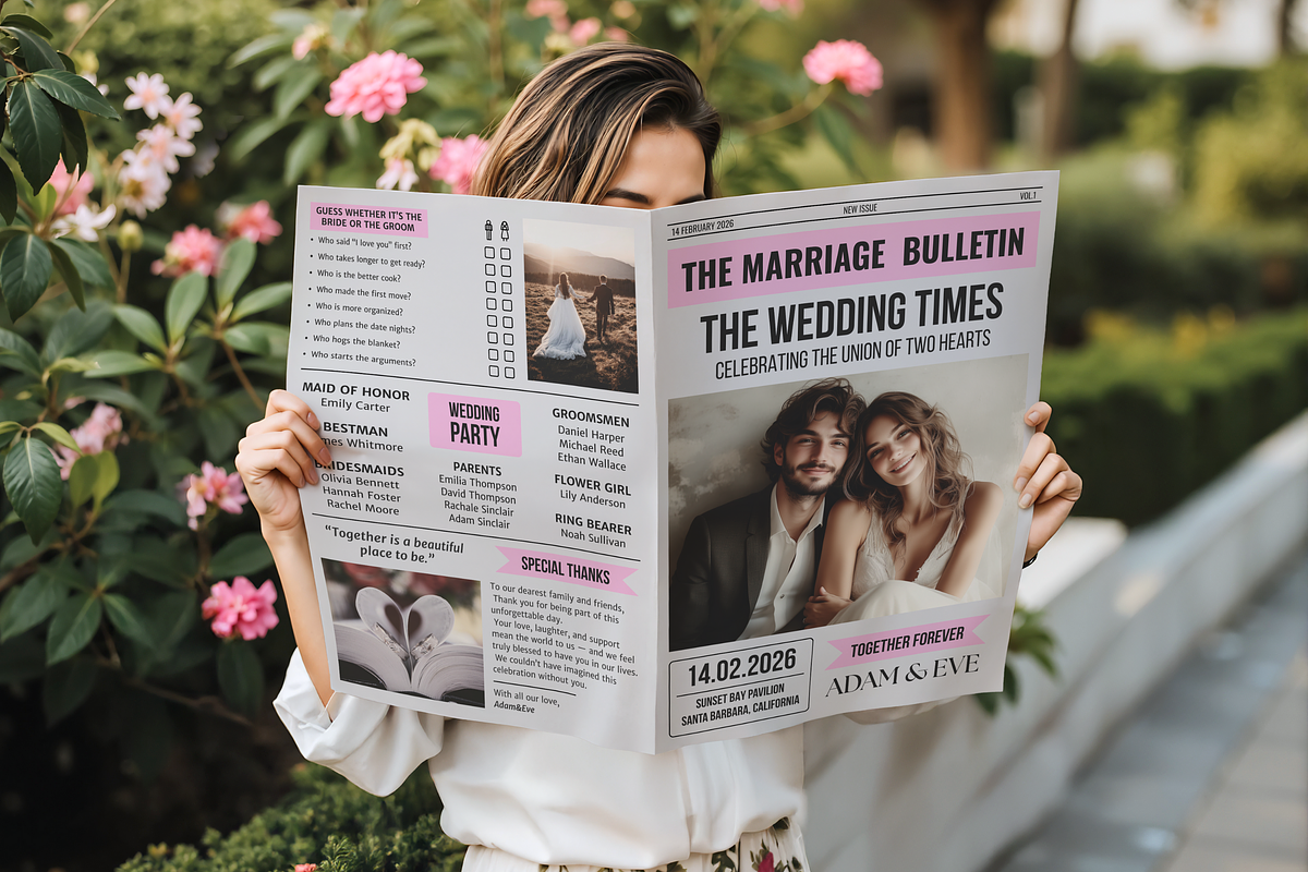 Newspaper Wedding Template, an Invitation Template by ZoloDesignHub (Photo 6 of 10)