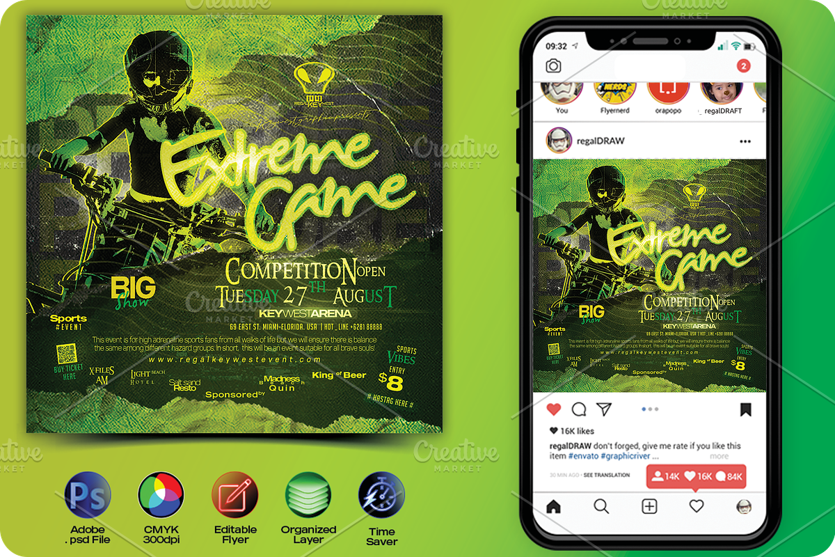 Extreme Sport Event Flyer, a Flyer Template by regalDRAW (Photo 2 of 2)
