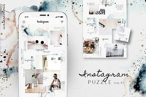 Instagram PUZZLE Template-Watercolor