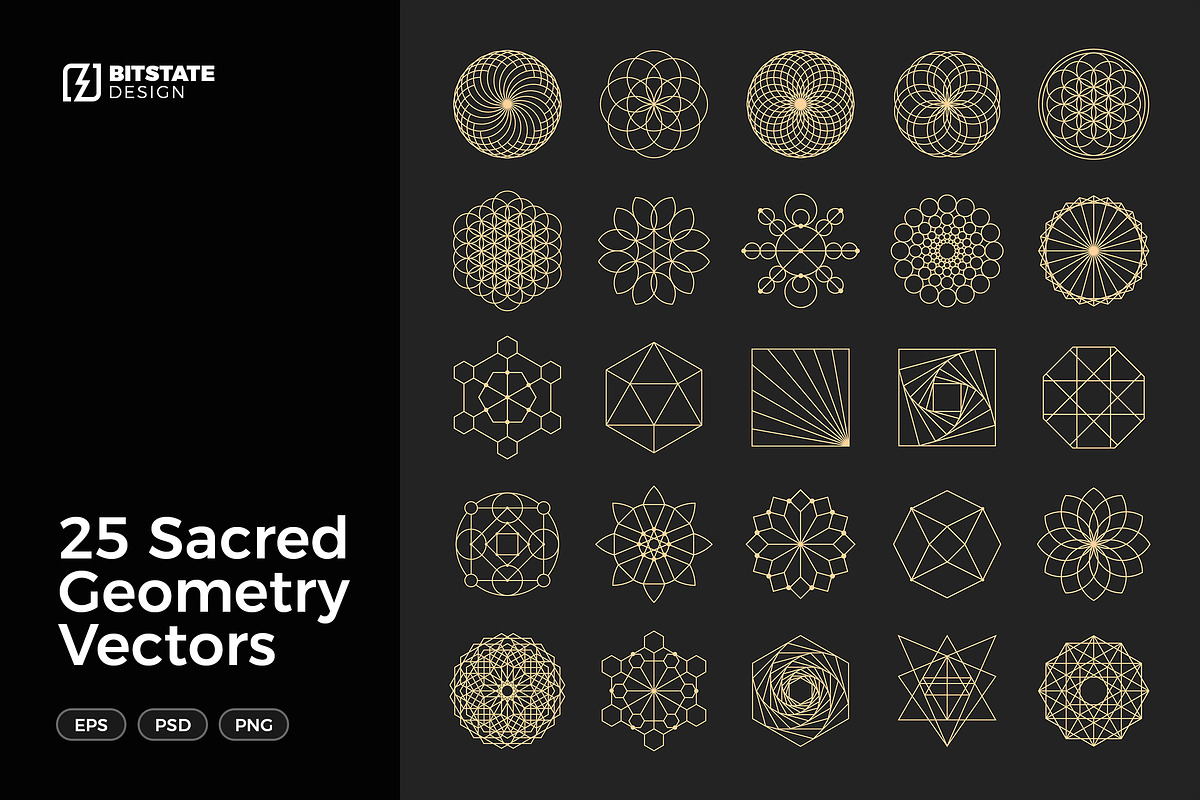25 Sacred Geometry Vectors, an Object Graphic by Bitstate Design (Photo 1 of 3)