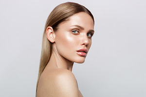 Beauty portrait of model stock photo containing background and woman