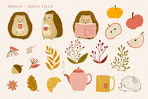 Autumn Hedgehogs Pattern Collection