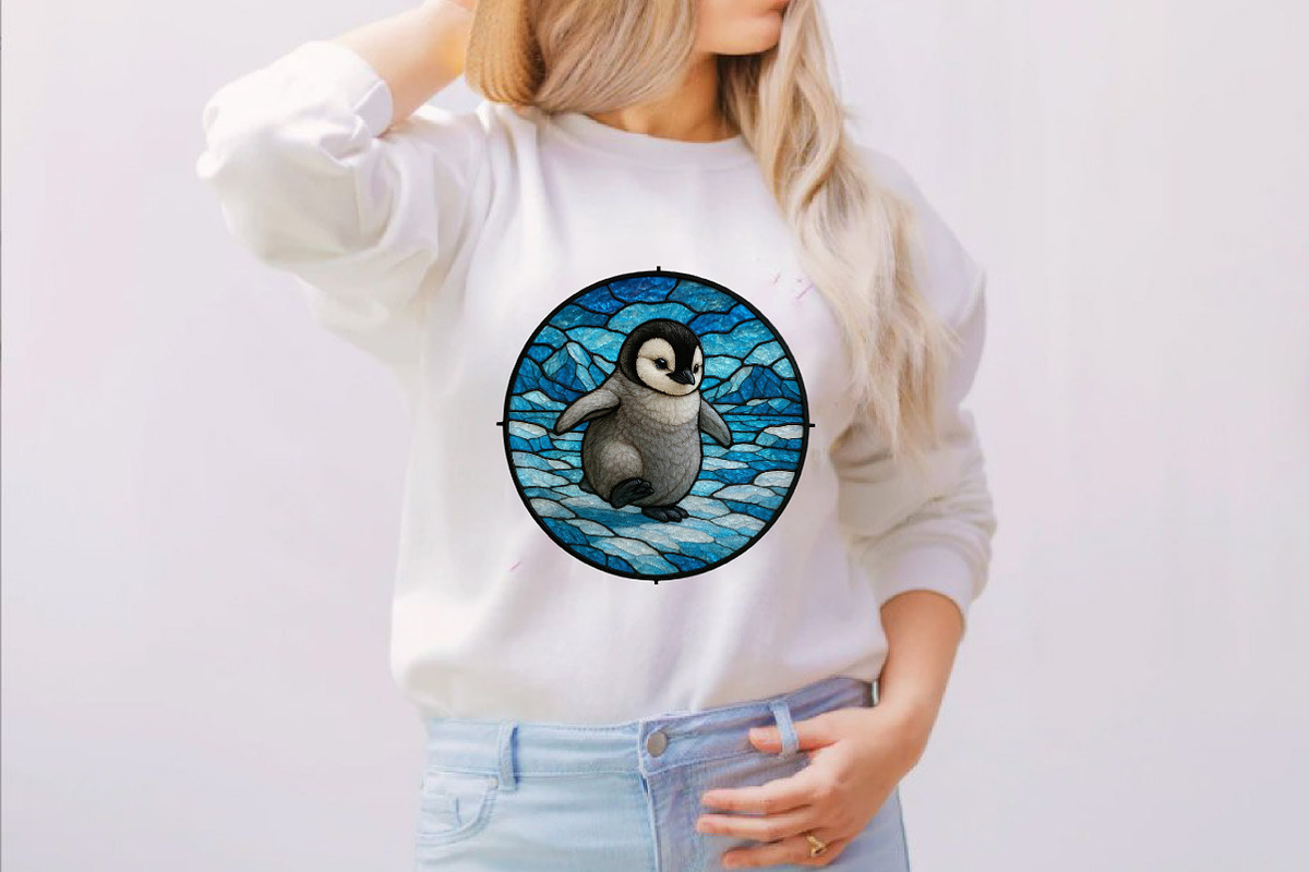 Sweet Baby Penguin Stained Glass Cli, an Illustration by SVGArt (Photo 8 of 8)
