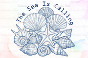 Summer Beach Seashell Doodle PNG, an Illustration by Sublimation Artist (Thumbnail 1 of 9)