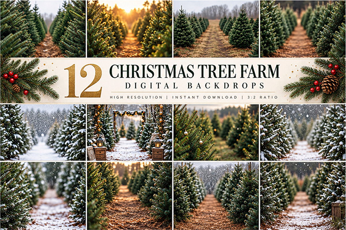 Christmas Tree Farm Backdrop BUNDLE, a Layer Style Add-On by Wild Honey Design Co. (Photo 1 of 4)