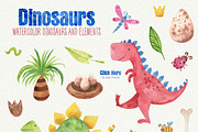 Watercolor Dinosaurs Clipart Set, a Decorative Illustration by LeMagiqueBoutique (Thumbnail 2 of 4)