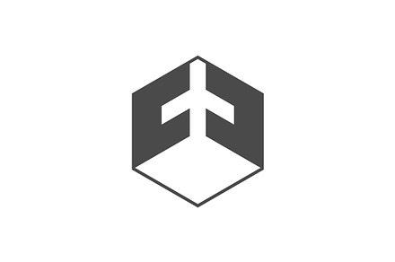 aircraft and hexagon logo design
