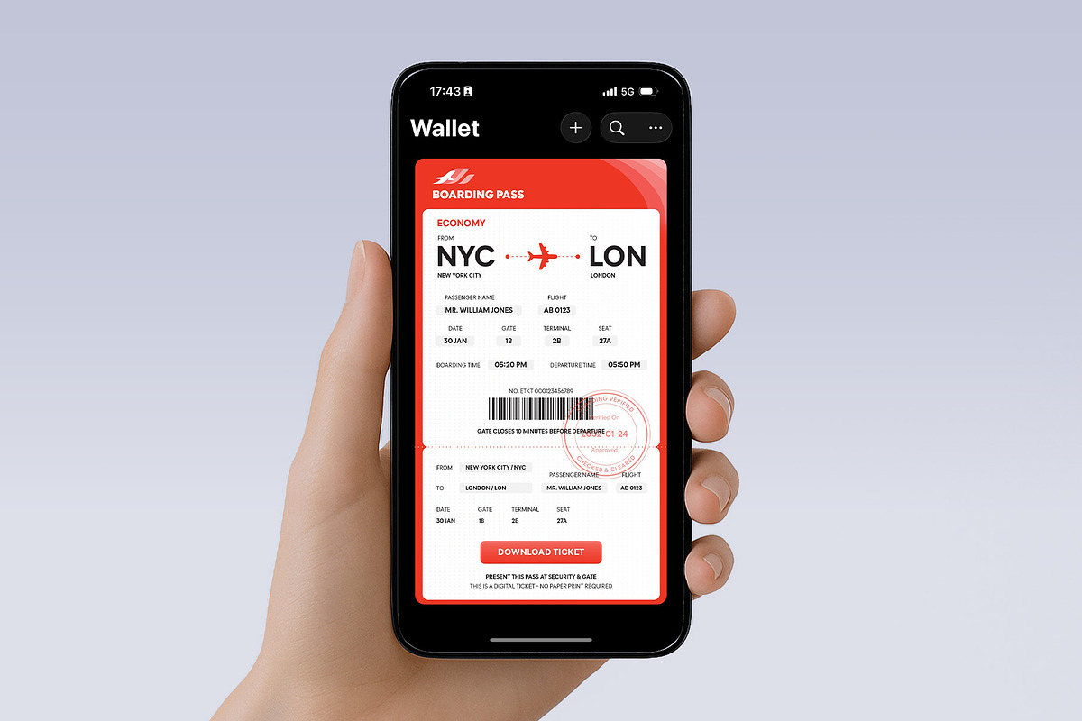 Digital Boarding Pass Template, a Design Template by BrandPacks (Photo 2 of 5)