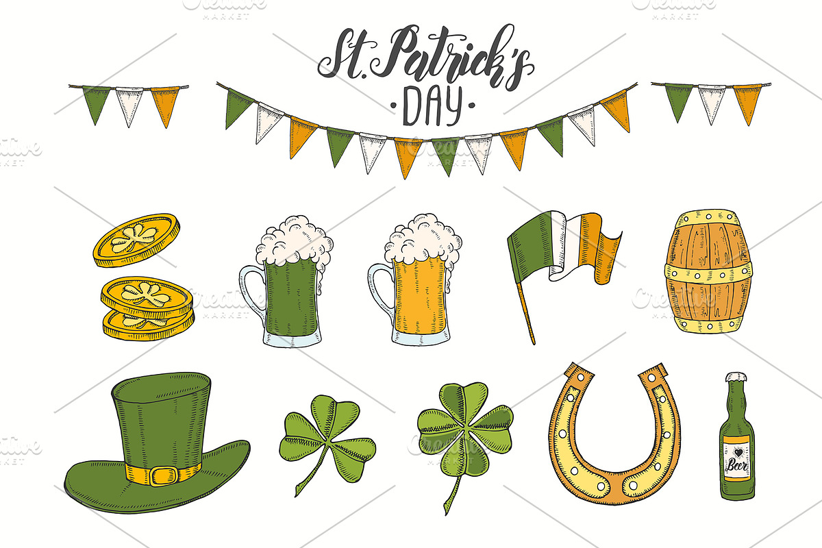St Patrick's day set, an Illustration by Tabiti
