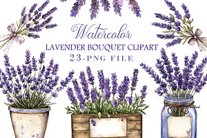 Watercolor Lavender Bouquet Clipart, an Illustration by Libby Wishes