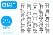 Chair Line Icons Set, an Outline Icon by Designfour (Thumbnail 1 of 7)