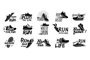 Run labels. Badges collection with, a Sport Illustration by Onyx