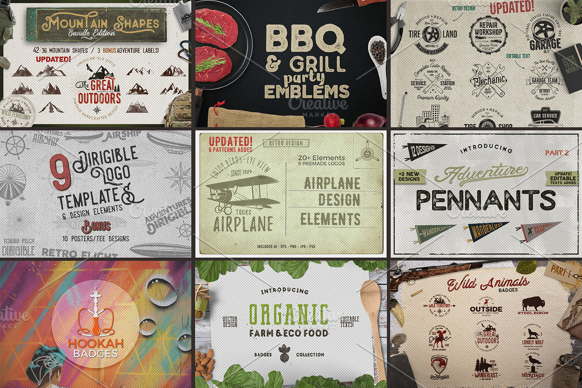 Vintage Brand Mega Bundle 76% OFF, a Branding & Logo Template by JeksonGraphics (Photo 5 of 9)