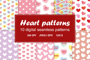 Valentine seamless patterns set